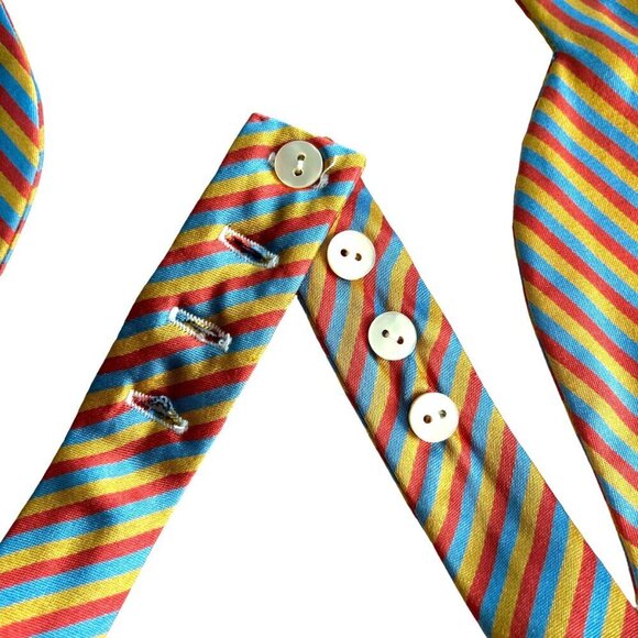 Carrot & Gibbs Silk Bowtie Rainbow Striped Colorful Maximalist Playful Artsy - Picture 5 of 6